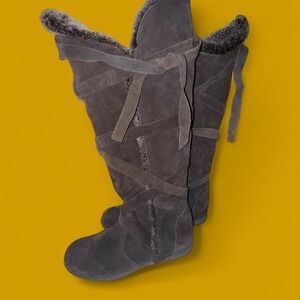 Zigi Soho Brown Suede Faux Fur Lined Tall Boots Boho Cozy Winter